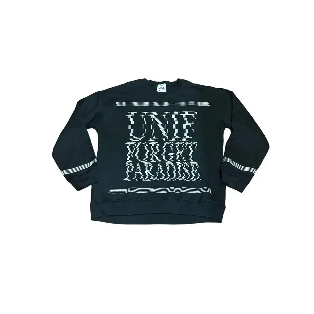 UNIF ‘Forget Paradise’ Pullover Crewneck Sweatshirt - Size Large - Black & White - Picture 11 of 13